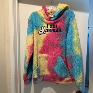 Barbie Multicolor Fleece Sweatshirt Hoodie Size Medium “I Am Kenough”